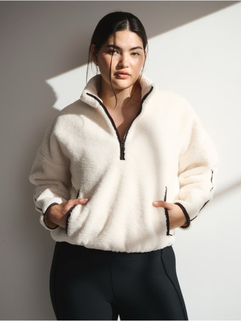 Abercrombie YPB On The Go Half-Zip (Cream & Brown)